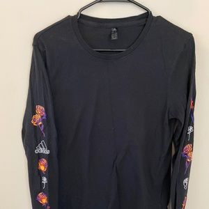 Adidas Black Long Sleeve Shirt (M) w/ Neon Details